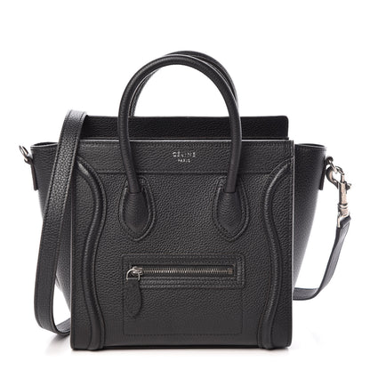 Celine Drummed Calfskin Nano Luggage Black 1 of 9