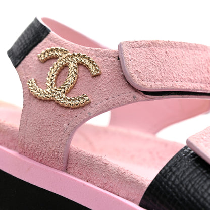 Chanel Suede Calfskin Velcro Flat Sandals 39 Light Pink 12 of 13