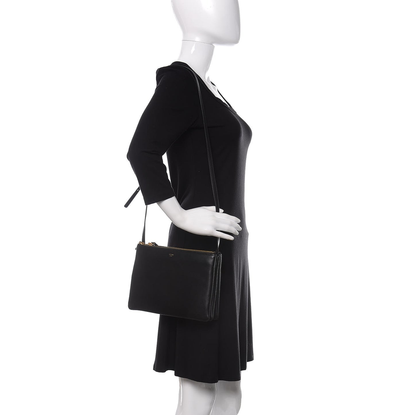 Lambskin Large Trio Crossbody Bag Black