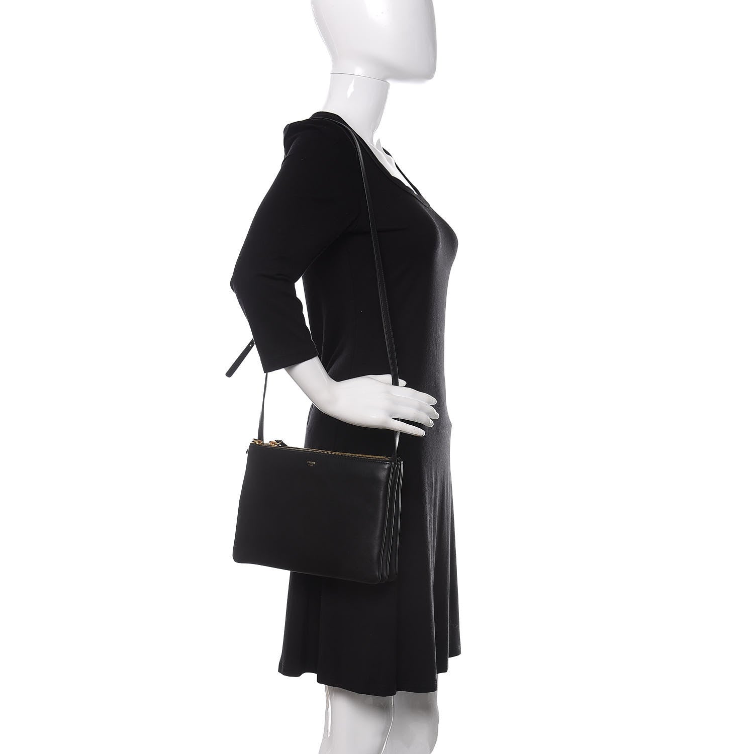 Celine Lambskin Large Trio Crossbody Bag Black 2 of 12