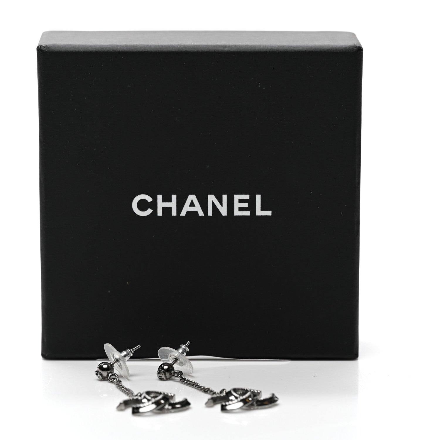Chanel CC Drop Earrings Ruthenium 5 of 5
