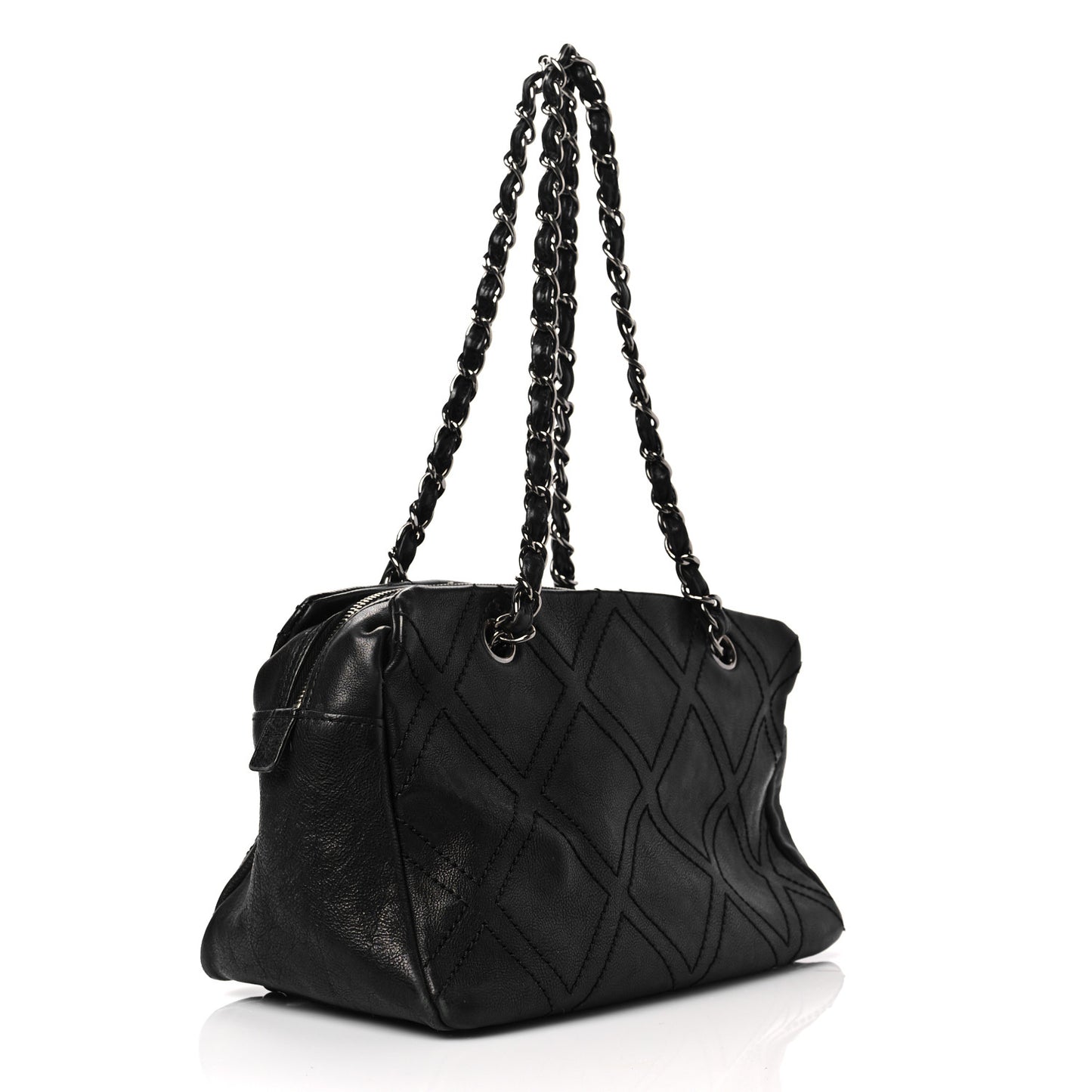Calfskin Small Diamond Stitch Tote Black