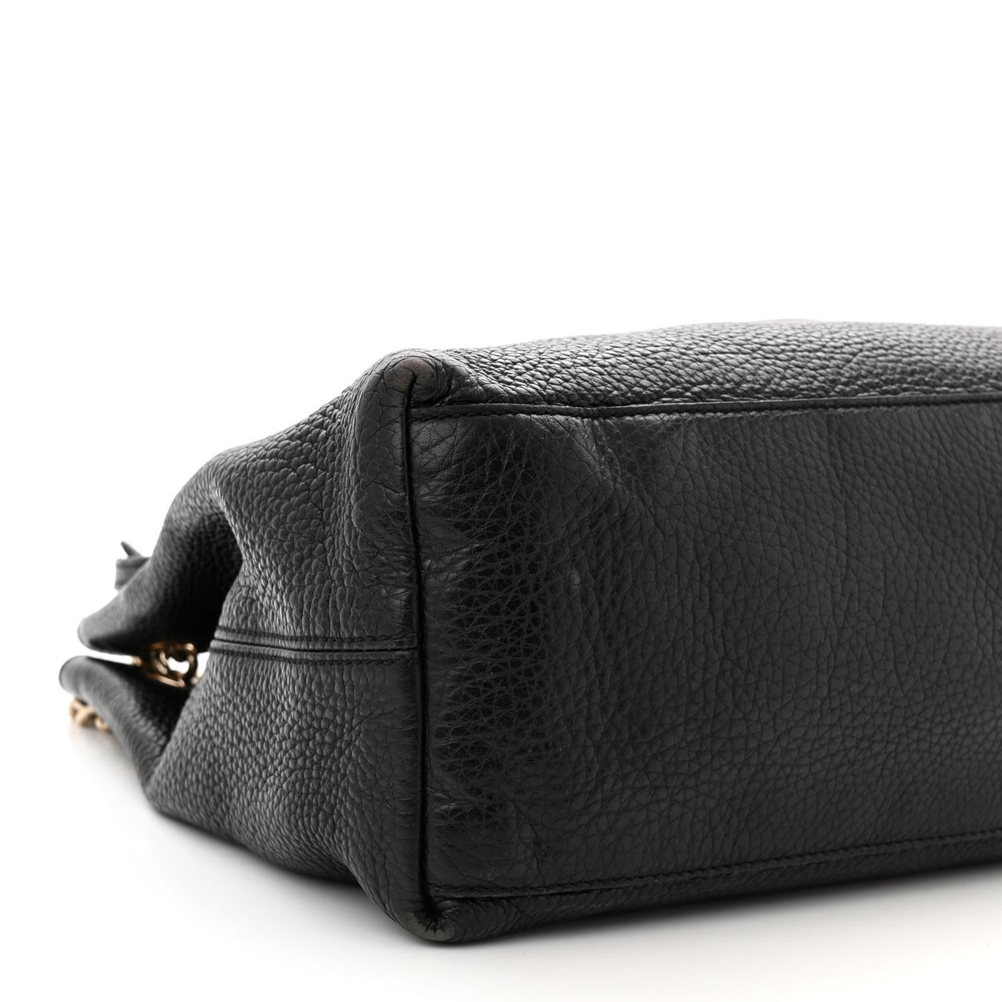 Pebbled Calfskin Medium Soho Chain Shoulder Bag Black