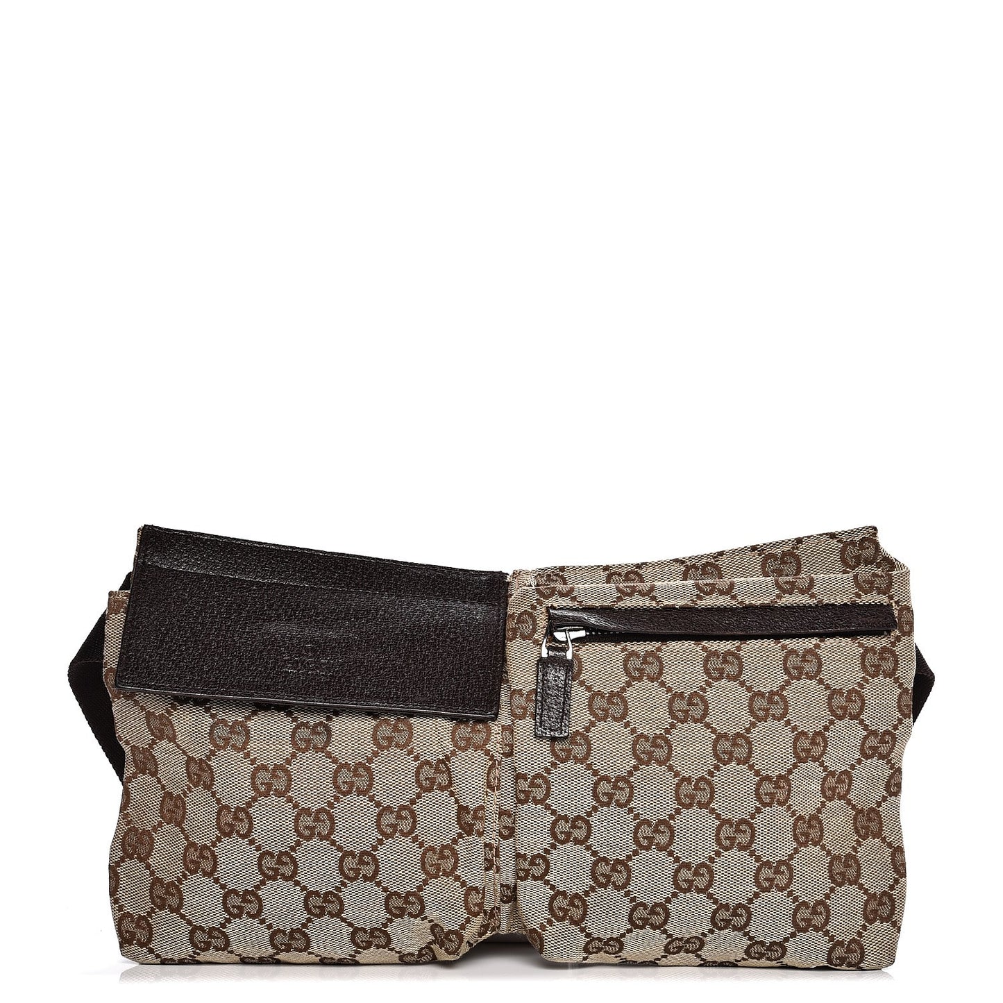 GG Monogram Double Pocket Belt Bag Dark Brown