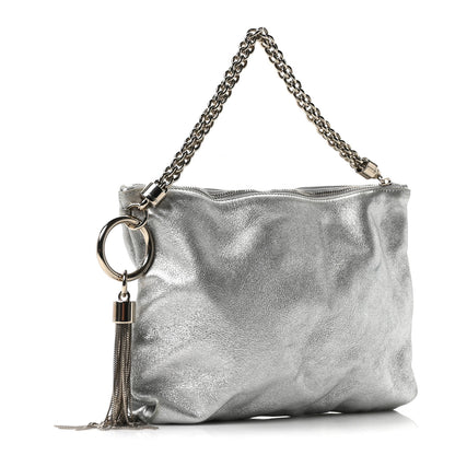 Jimmy Choo Metallic Goatskin Callie Mea Tassel Silver 3 of 10