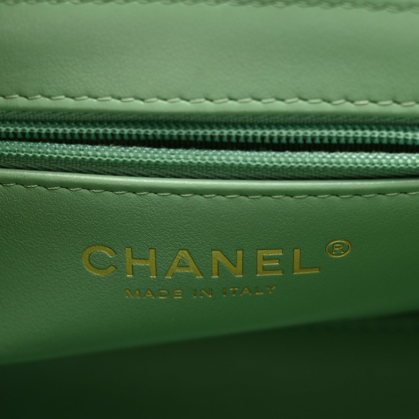 Shiny Aged Calfskin Quilted Nano Kelly Shopper Light Green
