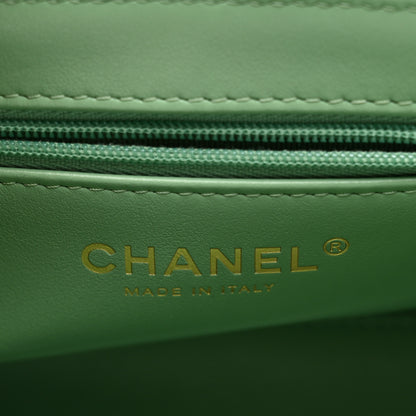 Chanel Shiny Aged Calfskin Quilted Nano Kelly Shopper Light Green 6 of 10