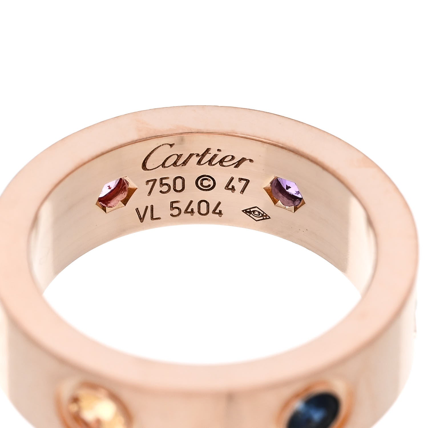 Cartier 18K Pink Gold Sapphire Garnet Amethyst 5.5mm LOVE Ring 47 4.25 4 of 5