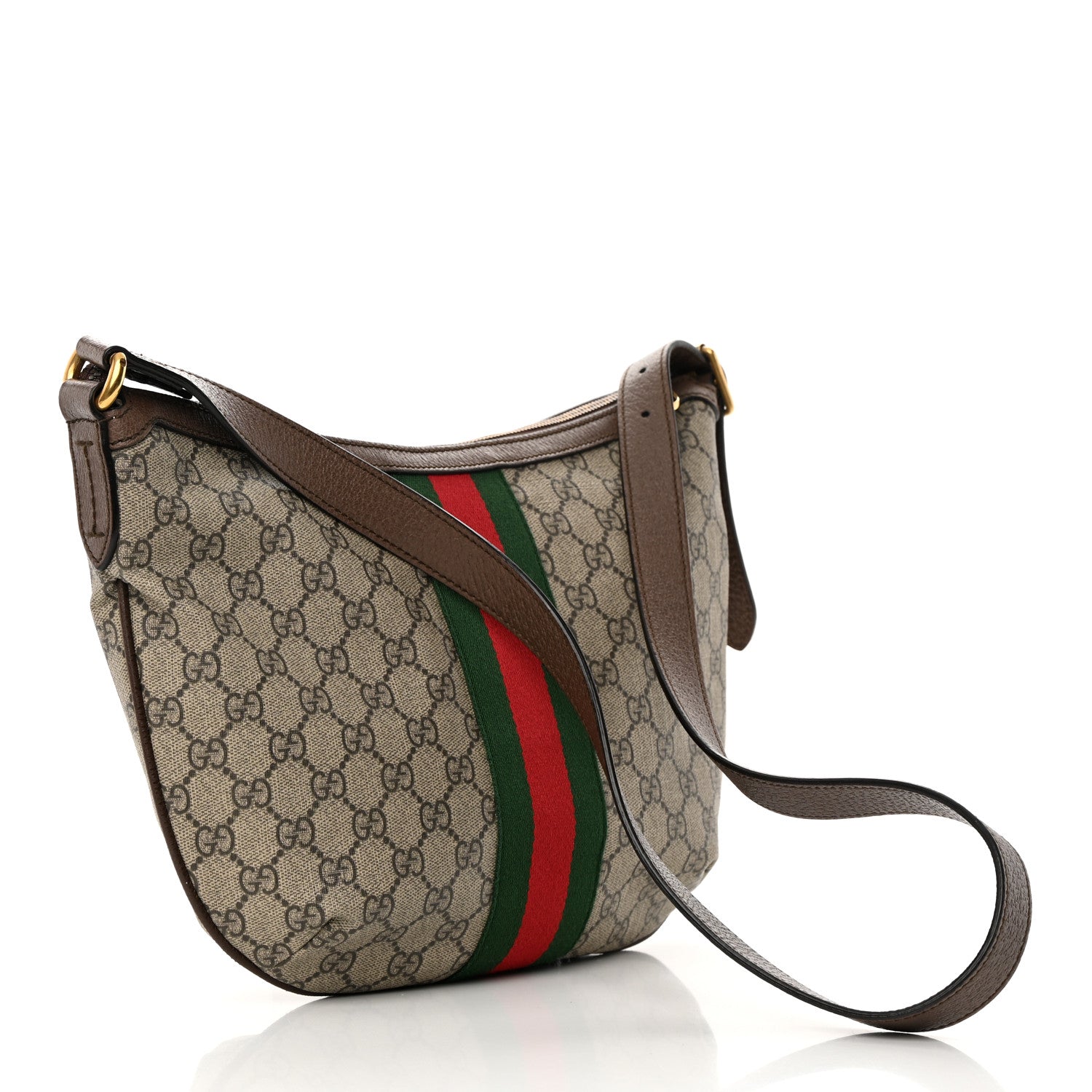 Gucci GG Supreme Monogram Web Small Ophidia Half Moon Hobo Brown 3 of 12