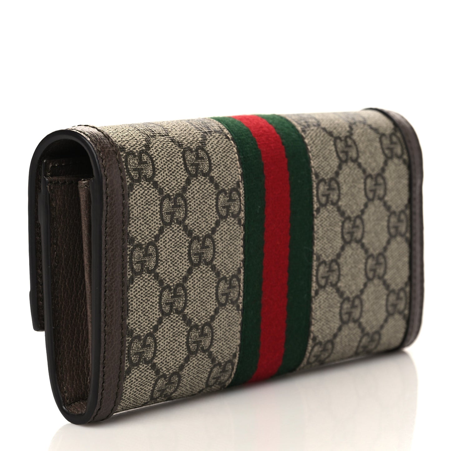 GG Supreme Monogram Web Ophidia Continental Wallet Brown