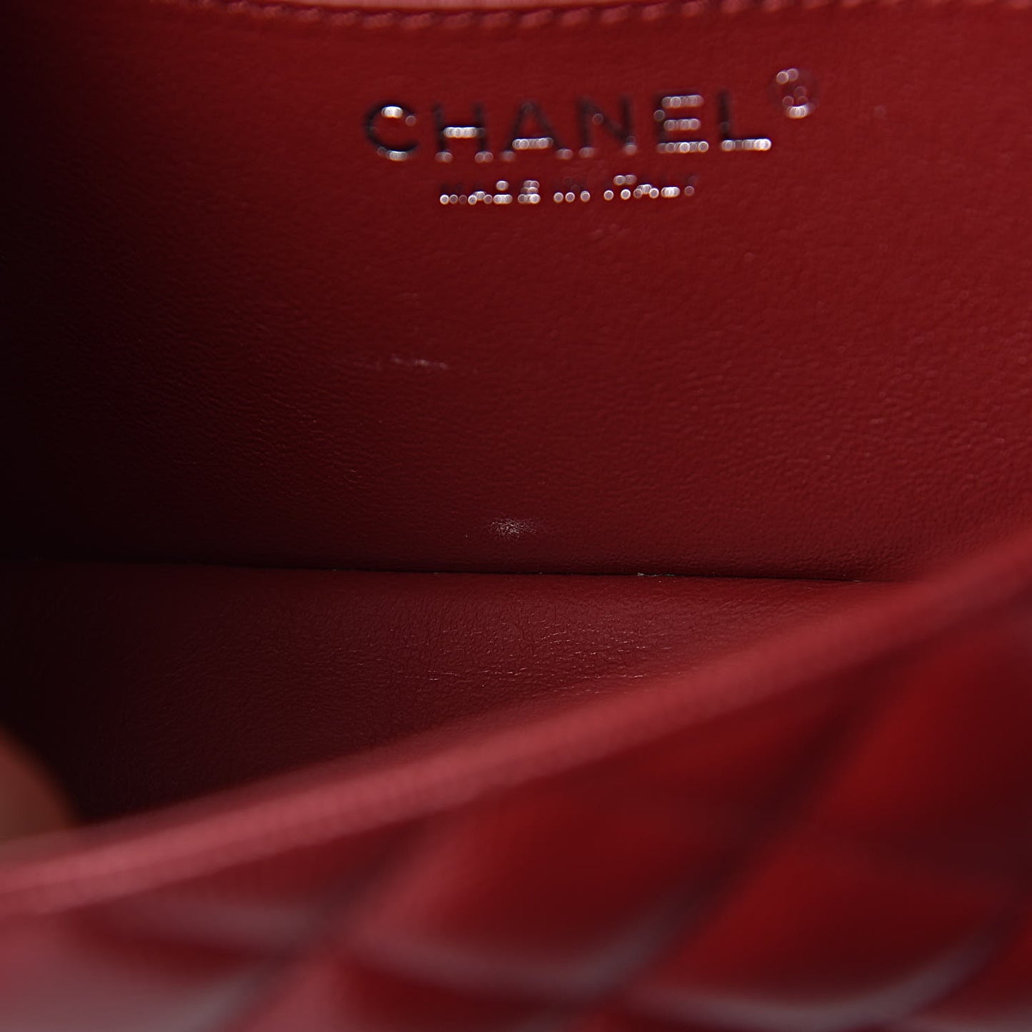 Caviar Quilted Mini Rectangular Flap Dark Red