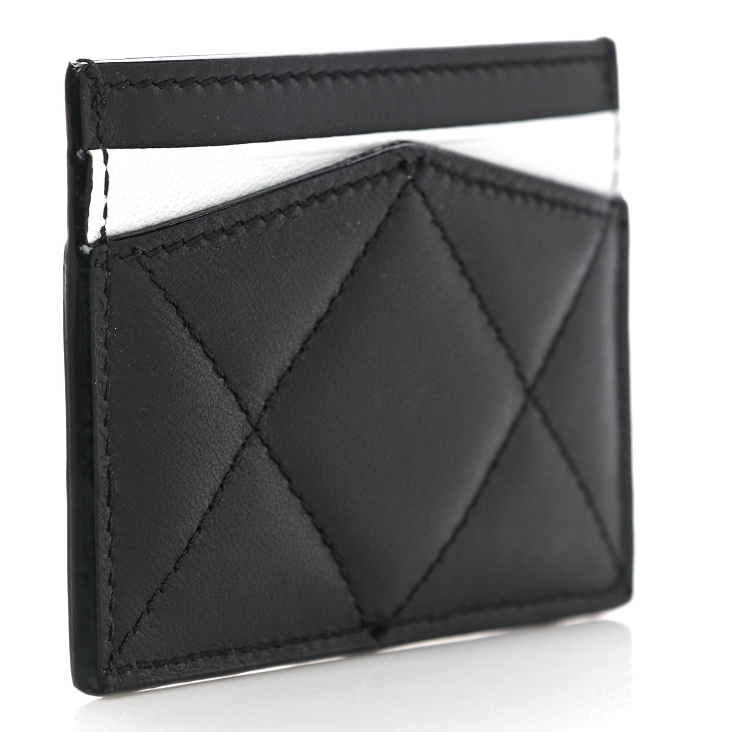 Calfskin Graffiti Skull Card Holder Black