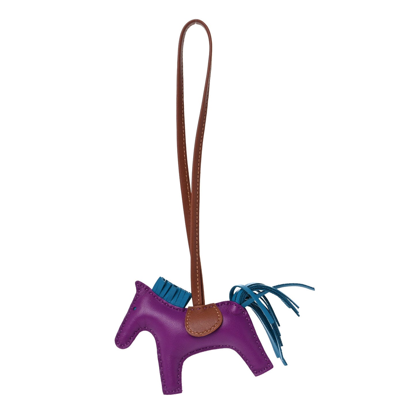 Milo Lambskin Grigri Rodeo Horse Bag Charm PM Anemone Bleu Izmir Fauve