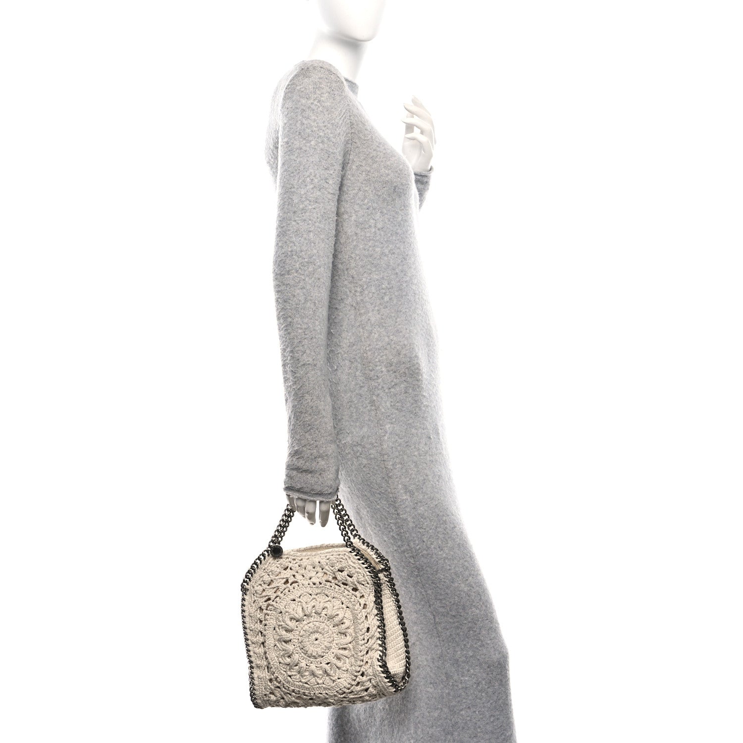 Stella McCartney Cotton Crochet Falabella Ajouree Tote Bag White 2 of 9