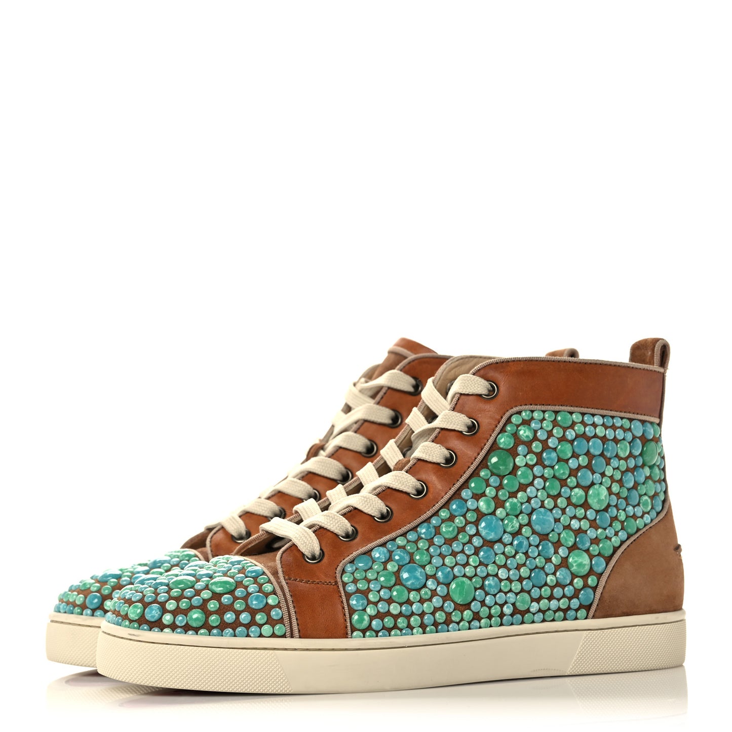 Calfskin Suede Minerom India Flat Sneakers 40.5 Turquoise