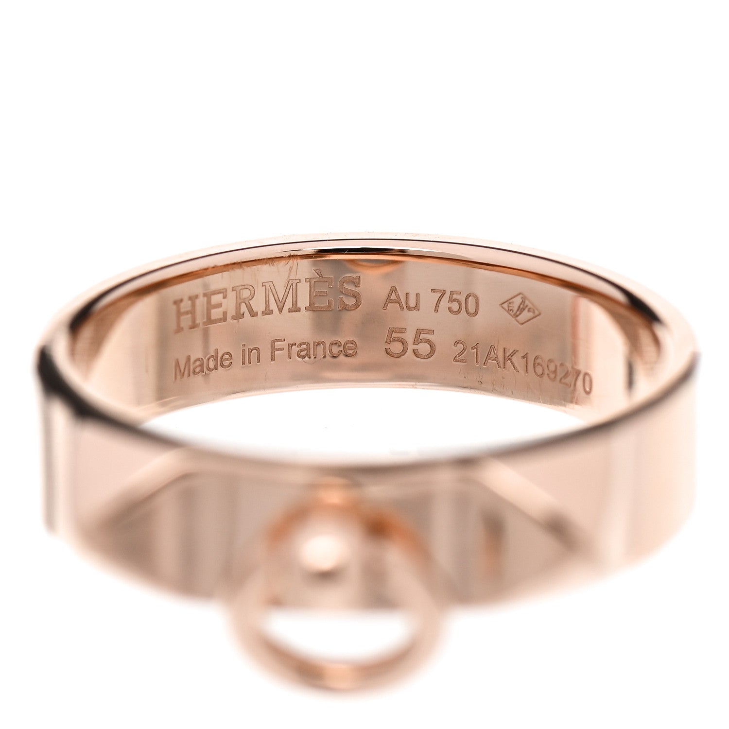 Hermes 18K Rose Gold PM Collier De Chien Ring 55 7.25 4 of 5