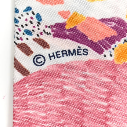Hermes Silk Chacun Fait Son Nid Twilly Bleu Vert Jaune 3 of 4