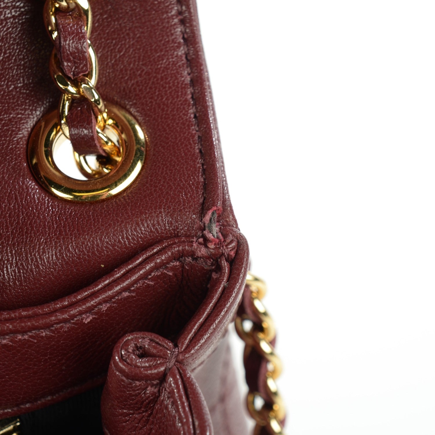 Chanel Sheepskin Quilted Small Mademoiselle Vintage Flap Dark Red 6 of 10