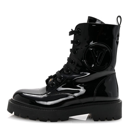 Louis Vuitton Patent Territory Ranger Boots 38 Black 1 of 10