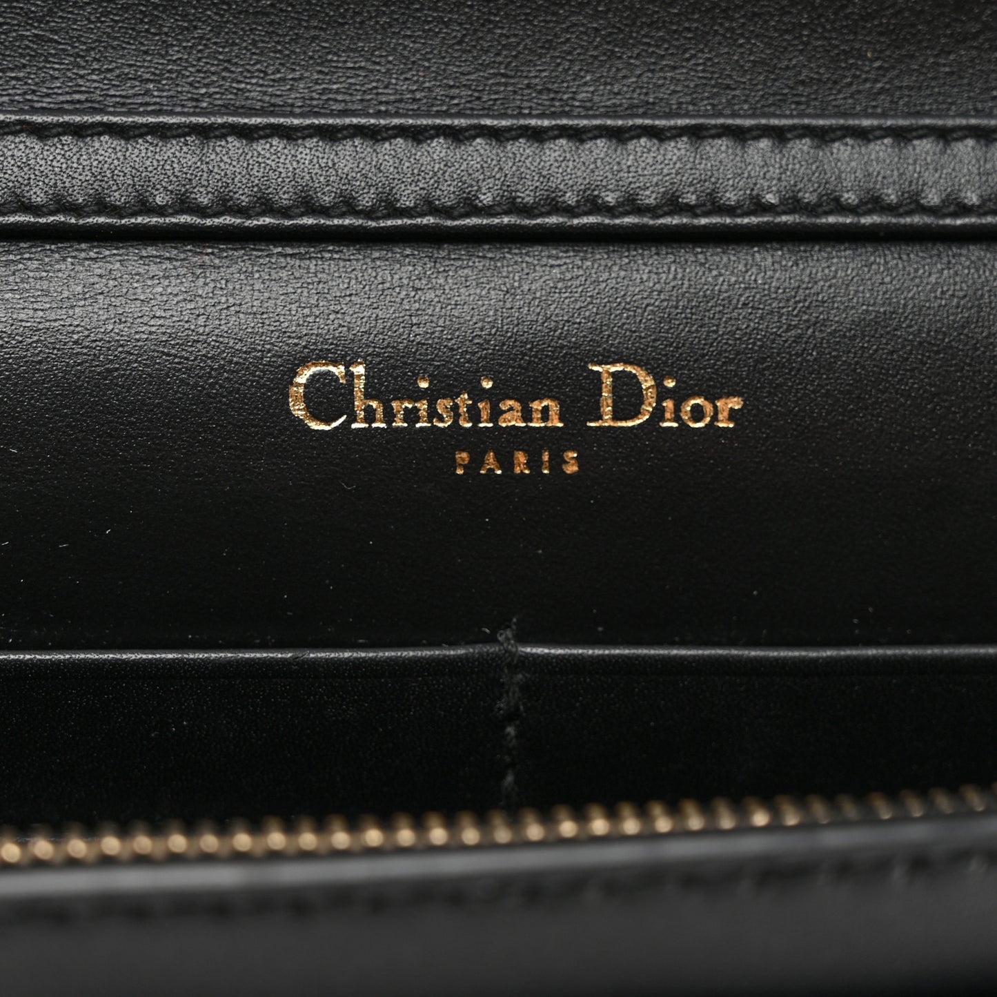Calfskin J'Adior Wallet on Chain Pouch Black
