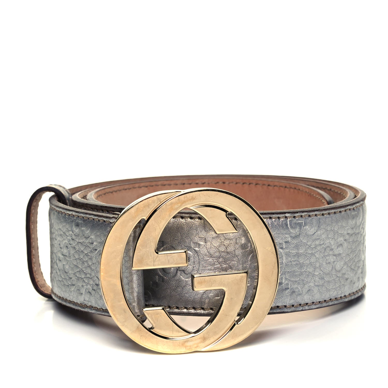 Gucci Guccissima Interlocking G Belt 85 34 Silver 1 of 4