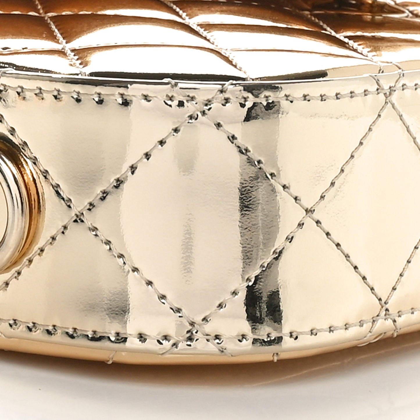 Mirror Calfskin Metallic Calfskin Quilted Hollywood Boulevard Mini Flap With Star Coin Purse Gold