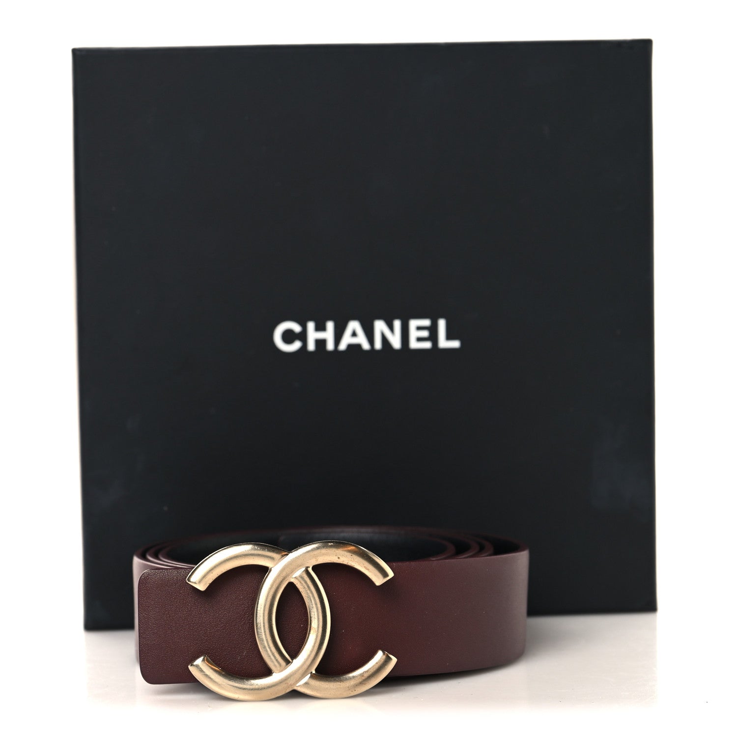 Chanel Calfskin CC Reversible Belt 90 Black Burgundy 7 of 7