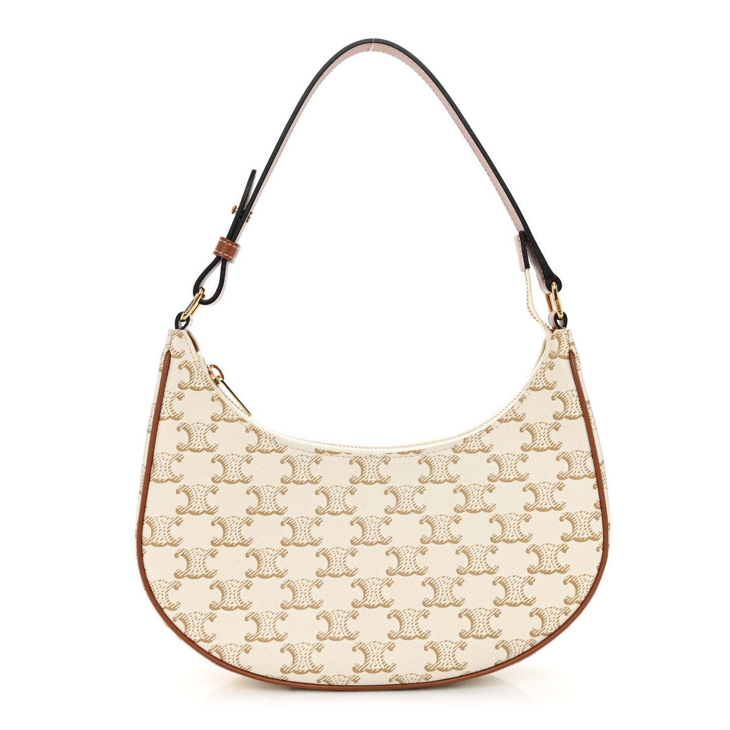 Canvas Calfskin Ava Triomphe Shoulder Bag White