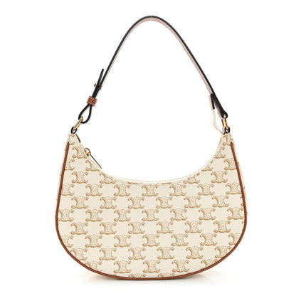 Celine Canvas Calfskin Ava Triomphe Shoulder Bag White 1 of 10