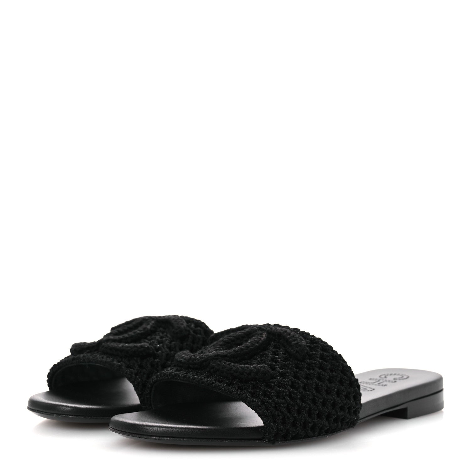 Chanel Crochet CC Mules Sandals 38.5 Black 4 of 12