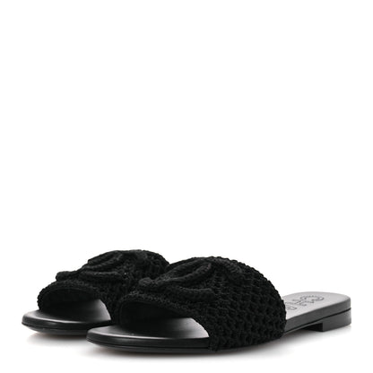 Chanel Crochet CC Mules Sandals 38.5 Black 4 of 12