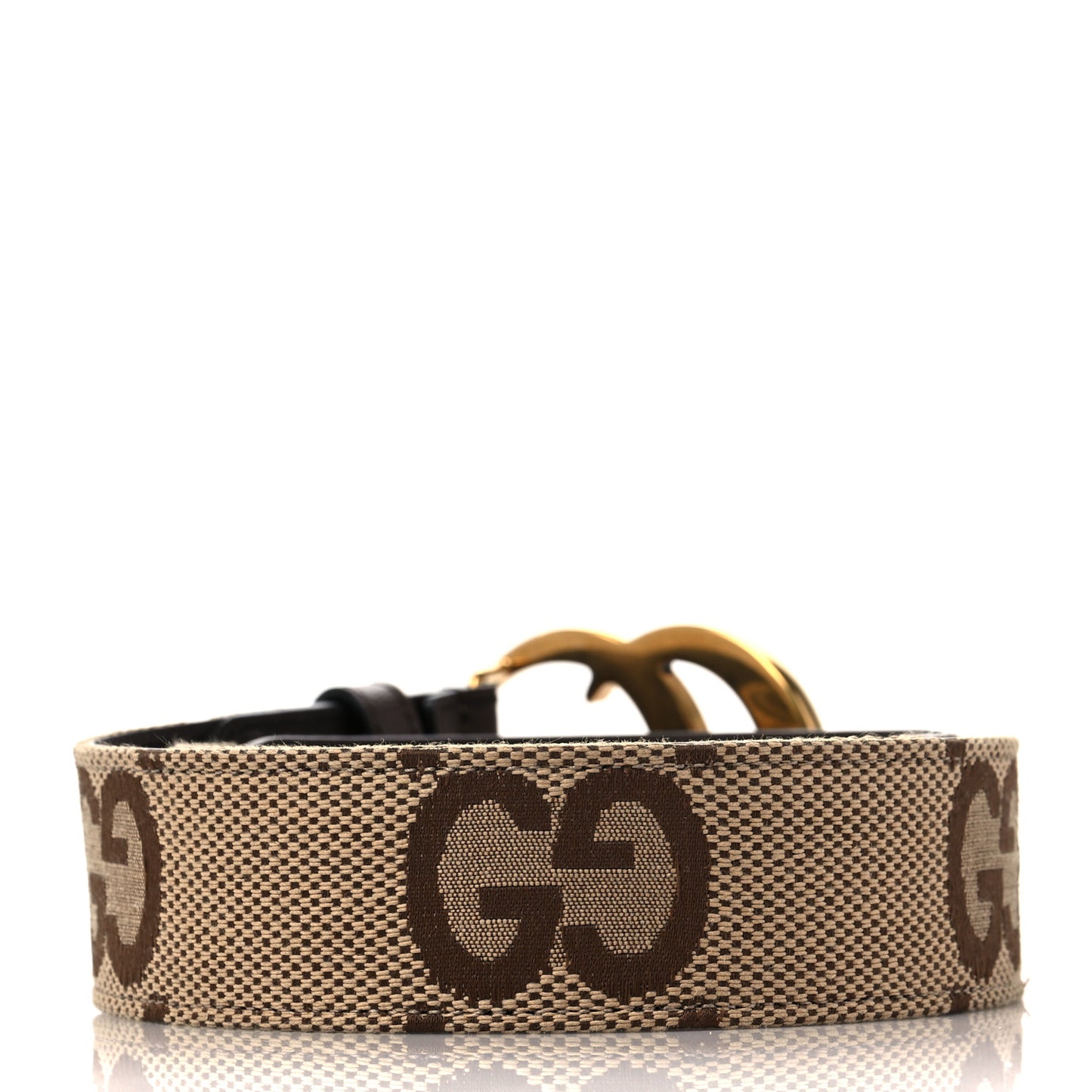 Monogram Jumbo GG Textured Dollar Calfskin Double G 40mm Belt 80 32 Camel Ebony