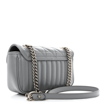 Gucci Calfskin Matelasse Aria Mini GG Marmont Shoulder Bag Deep Grey 3 of 12