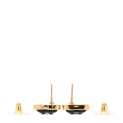 Chanel Resin CC Square Earrings Gold Black 3 of 5