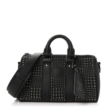 Louis Vuitton Calfskin Damier Studded Keepall Bandouliere 25 Black 1 of 9