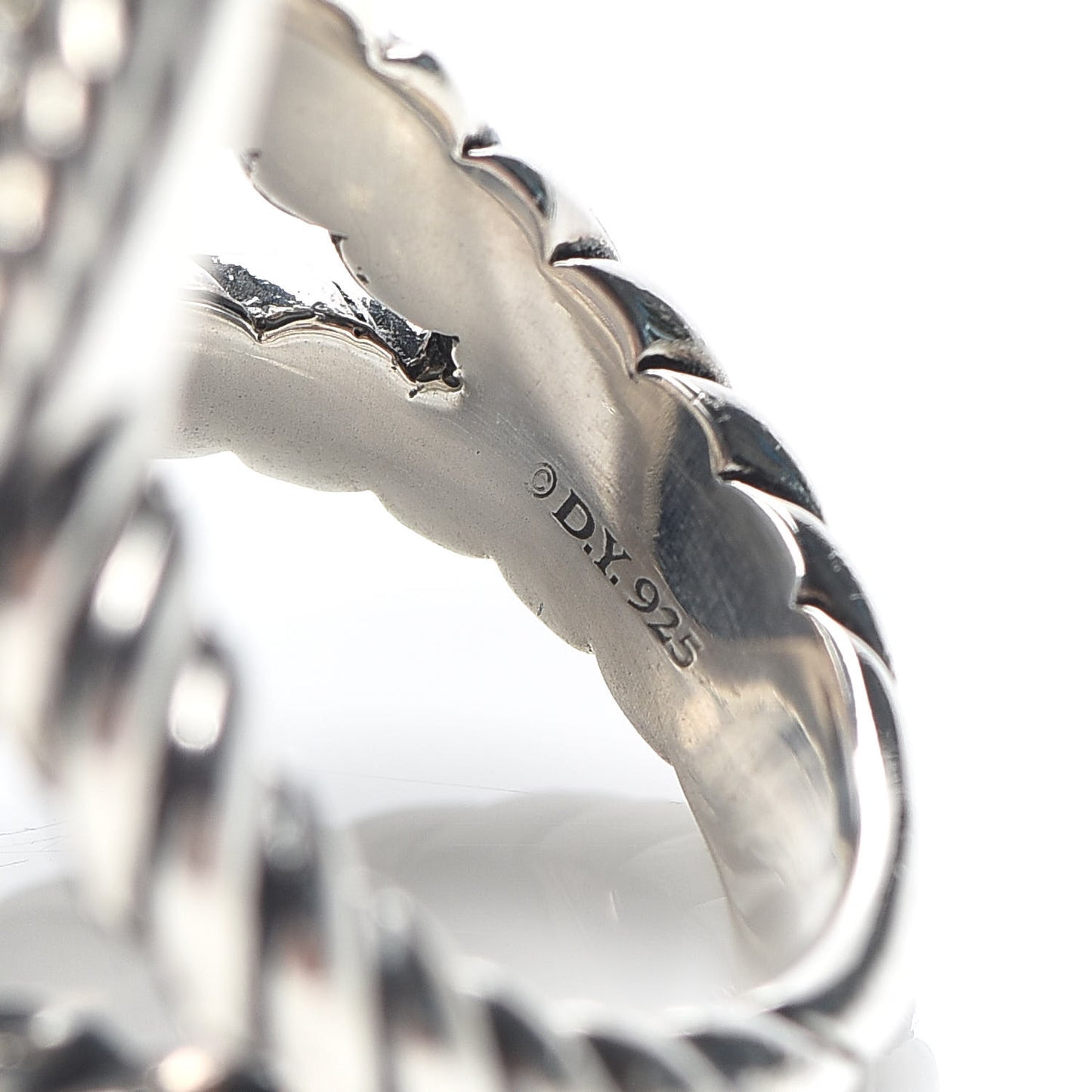 Sterling Silver Diamond Cable Coil Ring 56 7.5