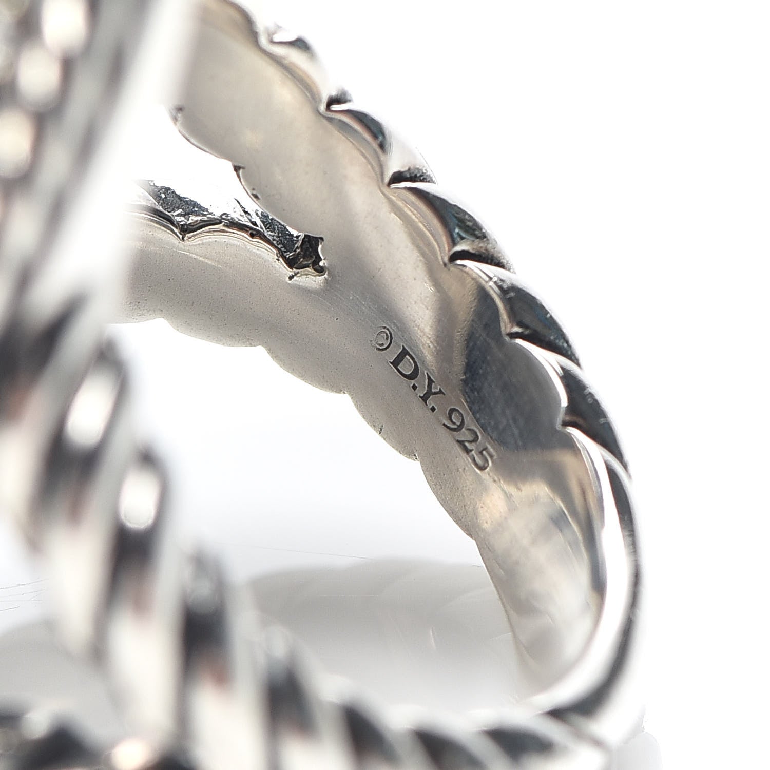 David Yurman Sterling Silver Diamond Cable Coil Ring 56 7.5 5 of 5