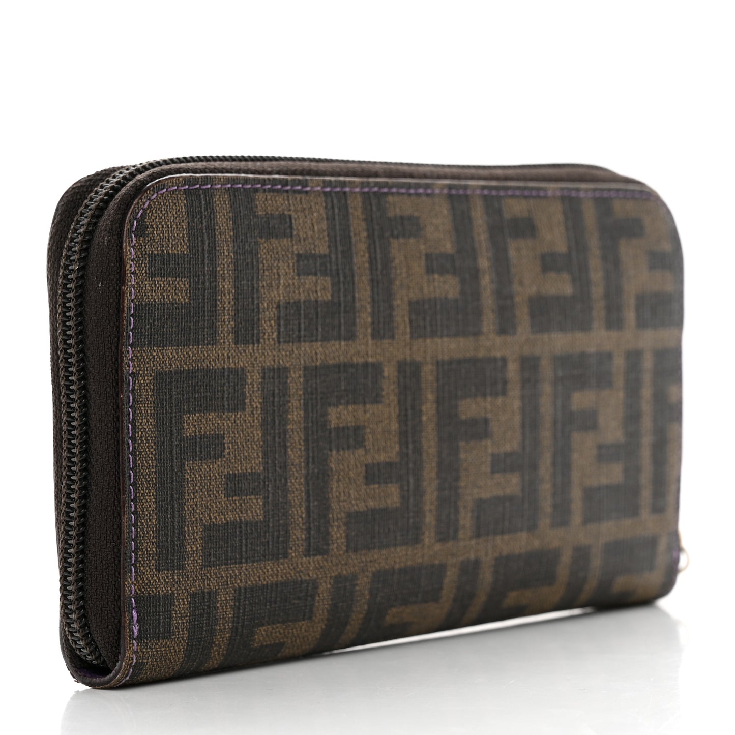 Zucca Spalmati Vitello Elite Zip Around Wallet Tobacco Viola