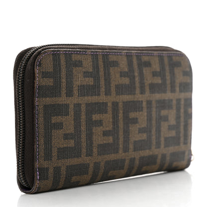 Fendi Zucca Spalmati Vitello Elite Zip Around Wallet Tobacco Viola 3 of 9