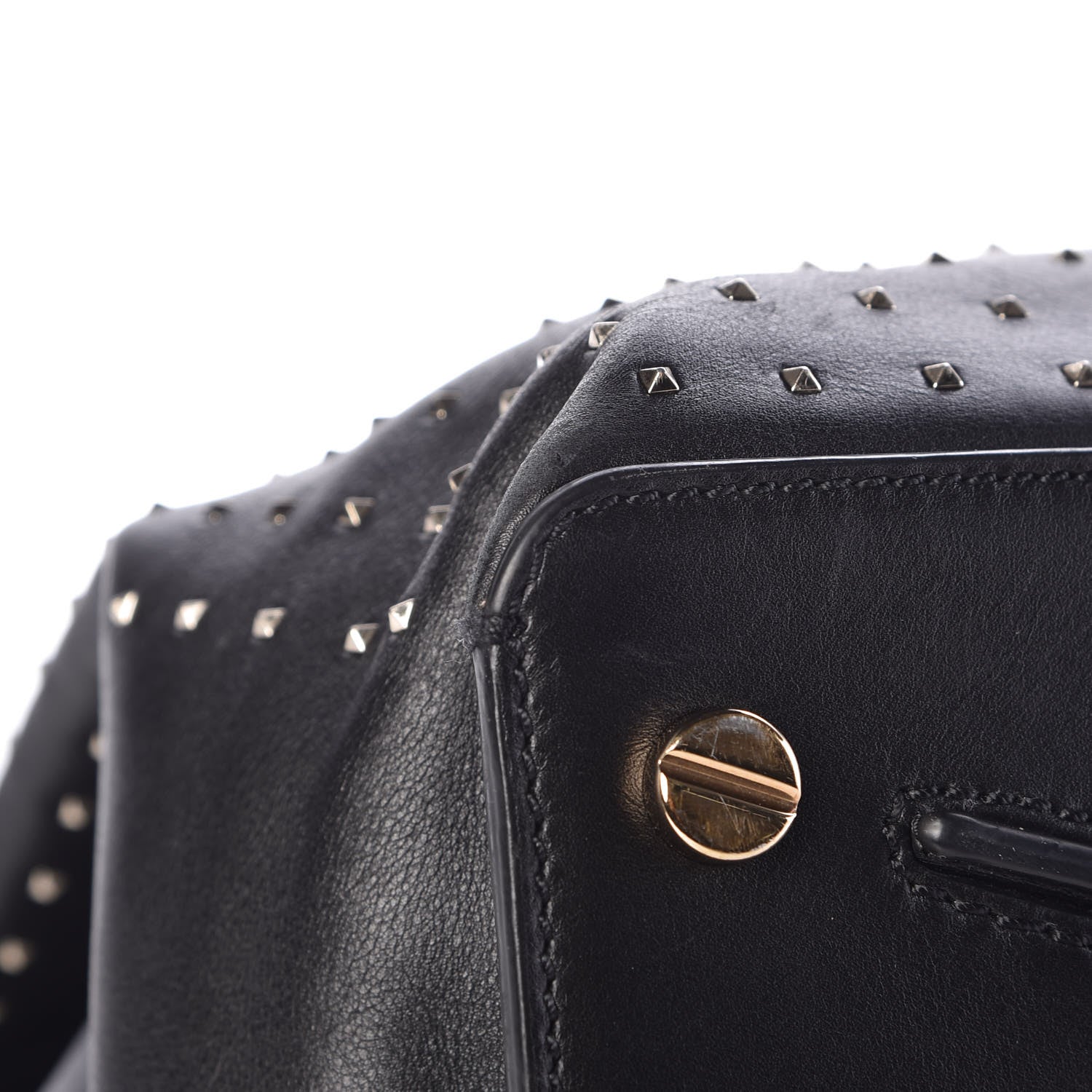 Valentino Garavani Calfskin Studded Large JoyLock Satchel Black 16 of 20