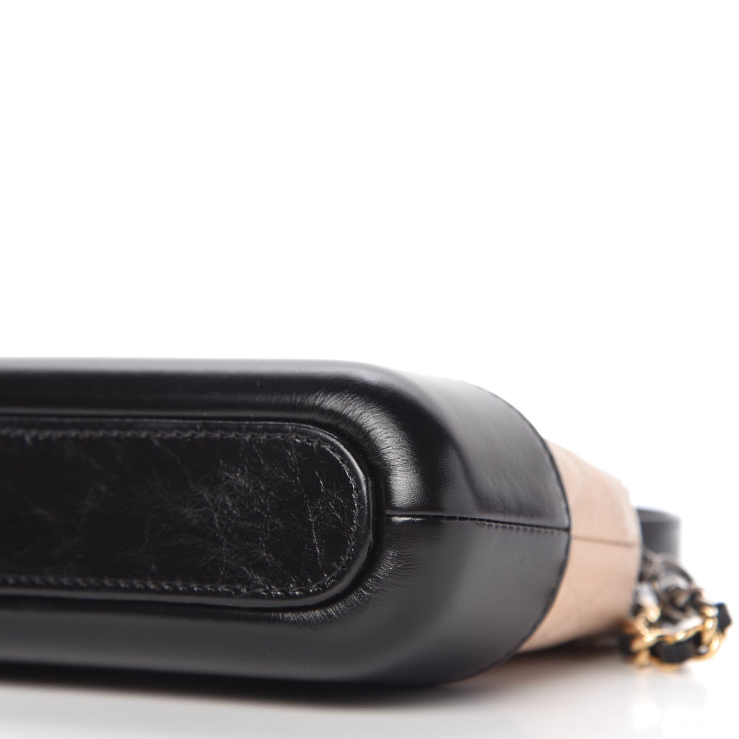 Aged Calfskin Quilted Small Gabrielle Clutch With Chain Beige Black