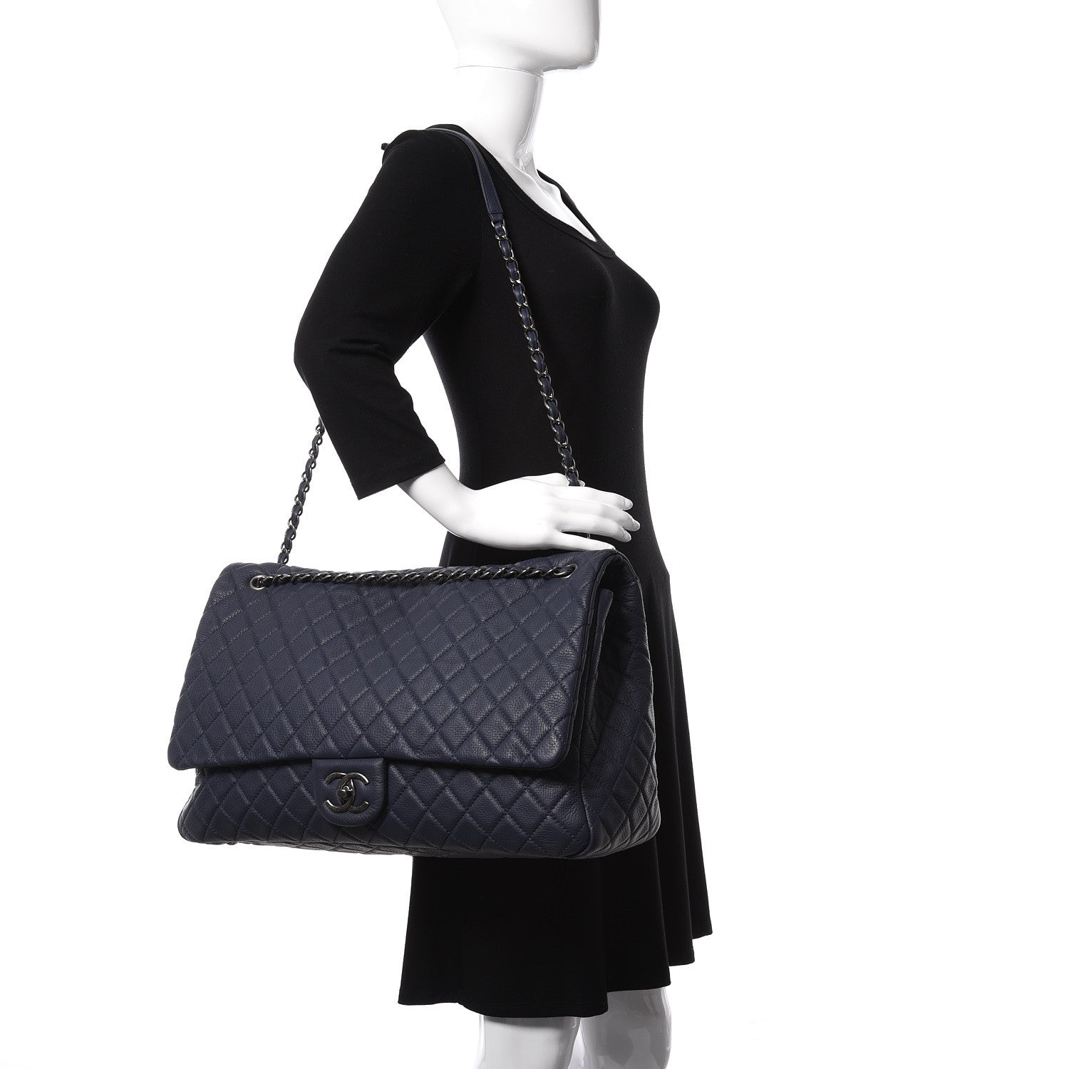 Chanel Calfskin Quilted XXL Travel Flap Bag Navy 2 of 11