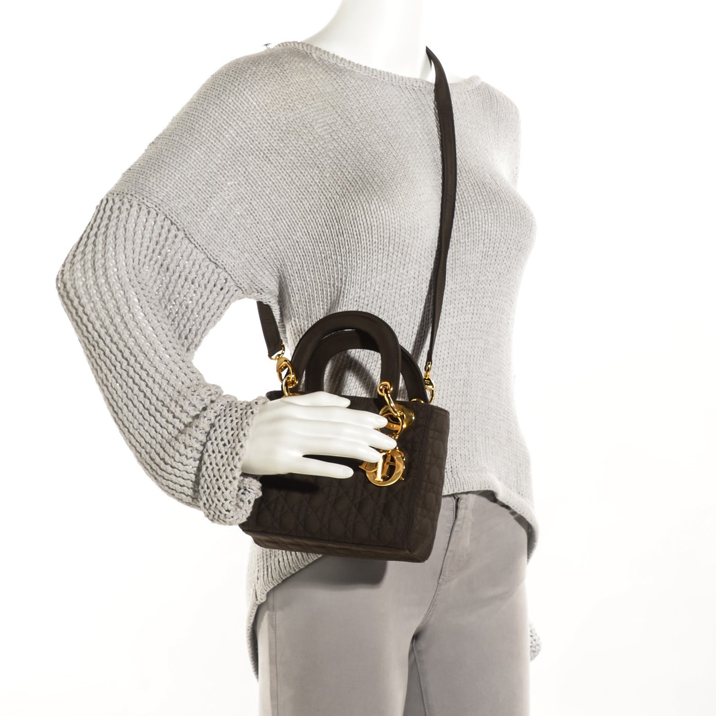 Nylon Cannage Mini Lady Dior Brown