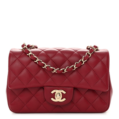 Chanel Lambskin Quilted Mini Rectangular Flap Burgundy 1 of 10
