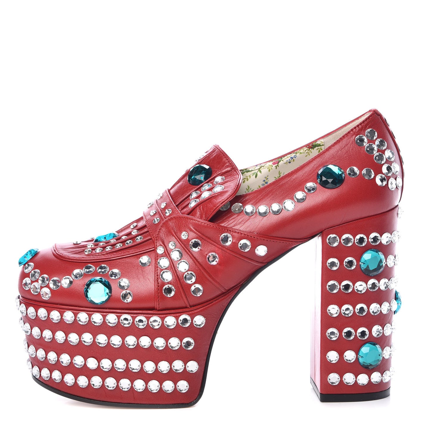 Malaga Kid Crystal Amilna Platform Loafers 39 Hibiscus Red