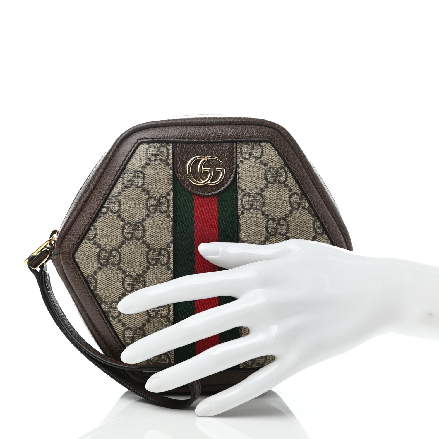 Gucci GG Supreme Monogram Web Ophidia Wristlet Pouch Beige New Acero 2 of 7