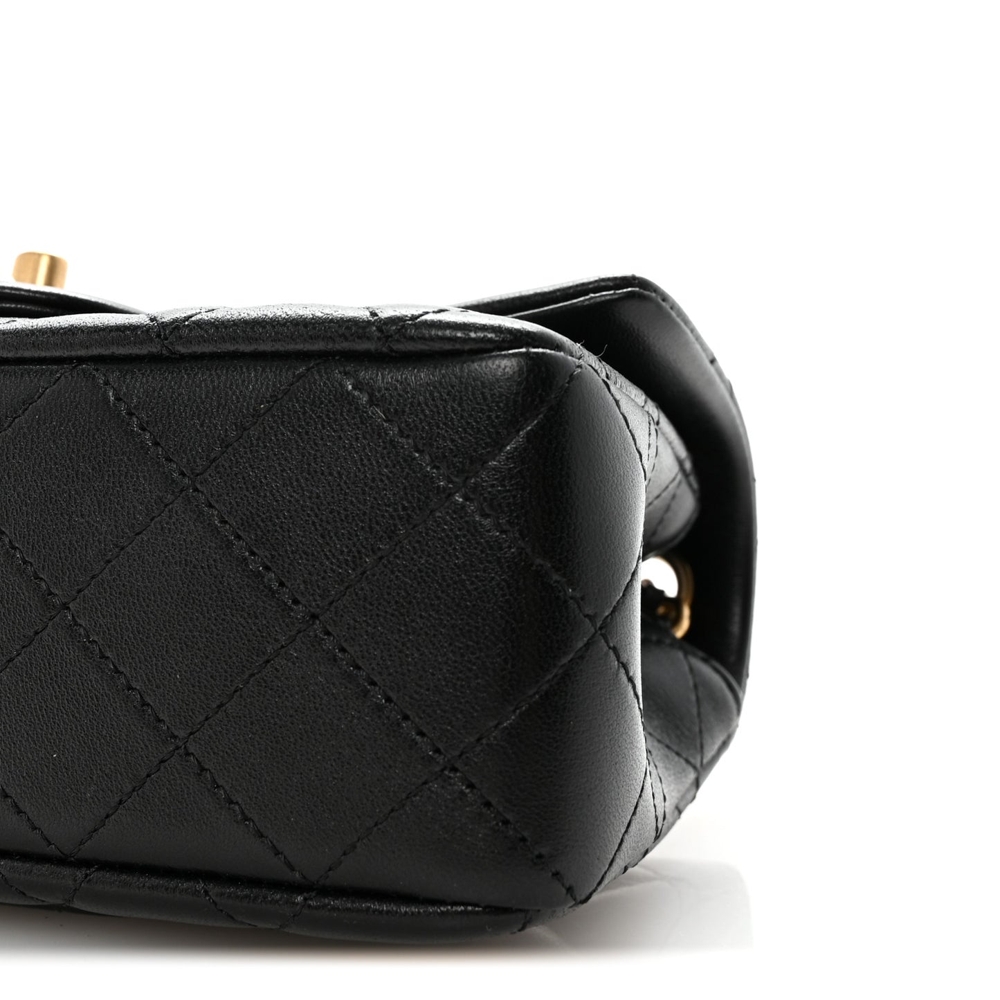 Lambskin Quilted Mini Rectangular Pearl Crush Flap Black
