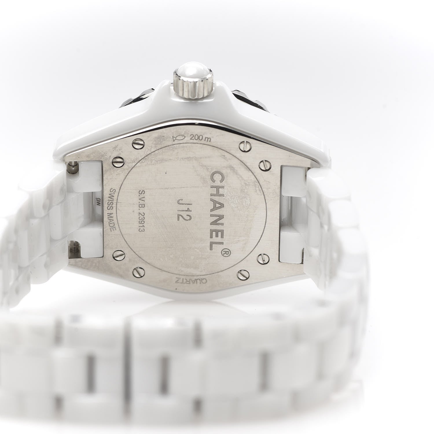 Chanel Stainless Steel Ceramic Diamond Mother of Pearl 33mm J12 Quartz Watch White 5 of 7