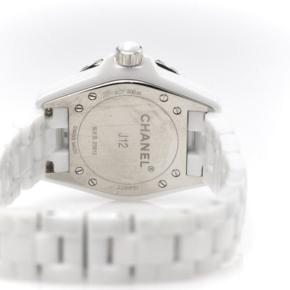Chanel Stainless Steel Ceramic Diamond Mother of Pearl 33mm J12 Quartz Watch White 5 of 7