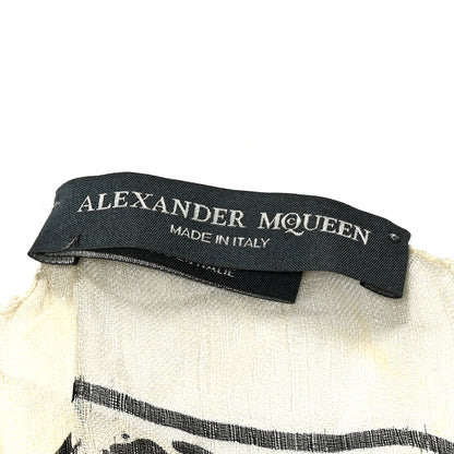 Alexander McQueen Silk Chiffon Skull Scarf Ivory Black 3 of 7